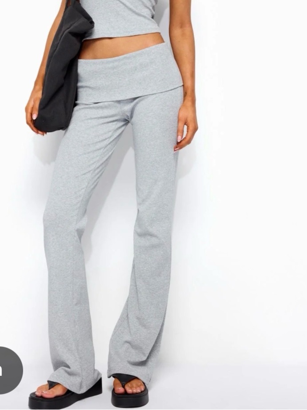 Edikted gray heather fold over pants in a S